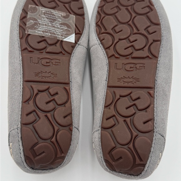 UGG Ansley Slippers Gray Suede Sheepskin Lined Moccasins | Size 6 | NEW IN BOX - Picture 7 of 7